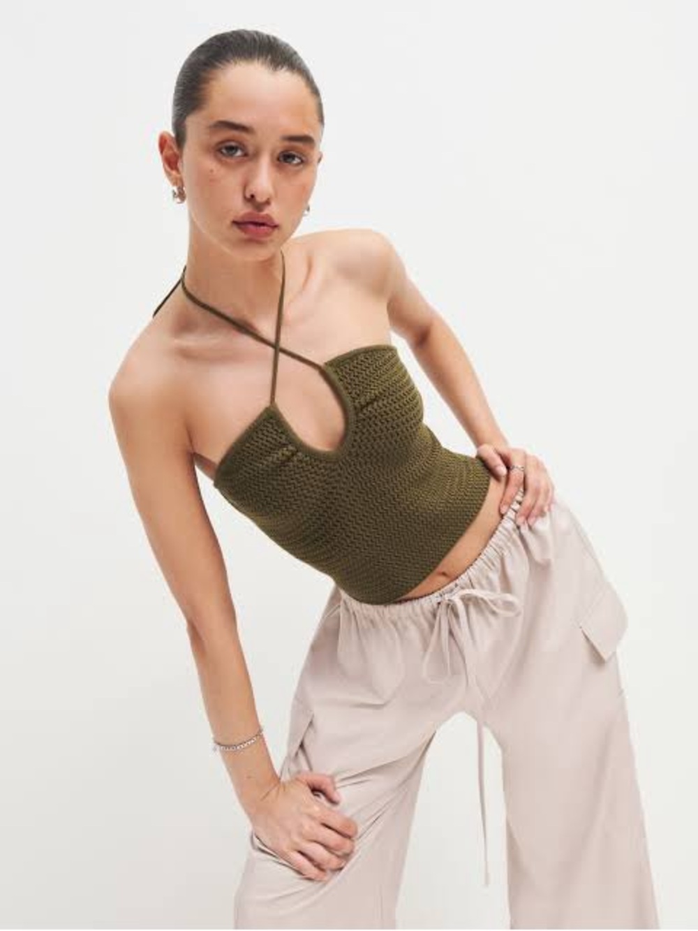 Reformation Suzanne Sweater Tank in Olive Oil
